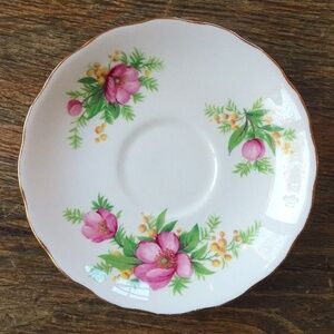 Vintage Royal Vale Bone China Cottagecore Pink Floral Tea Saucer Made in England
